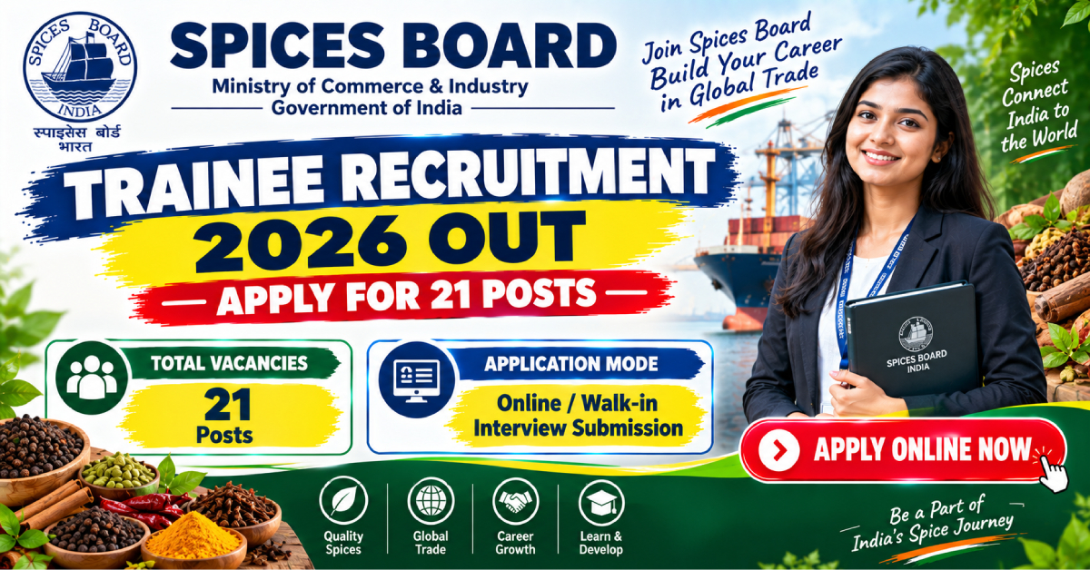 Spices Board Trainee Recruitment 2026 apply online